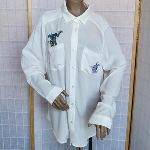 NWT Pixar brand off-white button up blouse with Monsters Inc characters size 2X